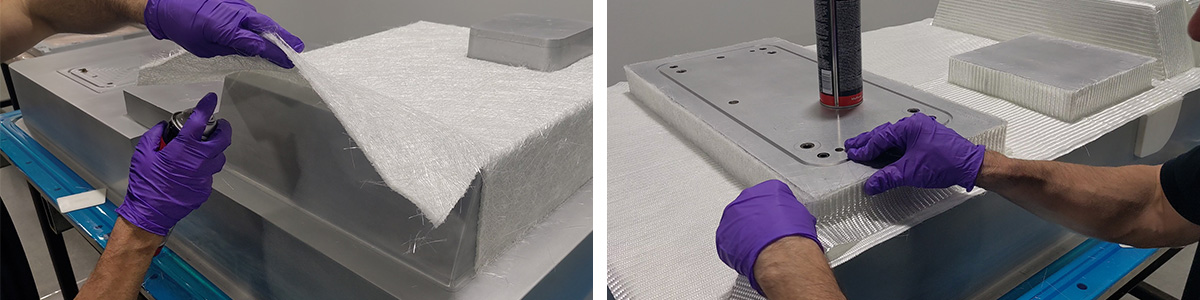 Fiber glass base layer with QISO being placed on top
